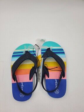 Kids Colorful Stripe Flip Flop Sandals - Navy Straps